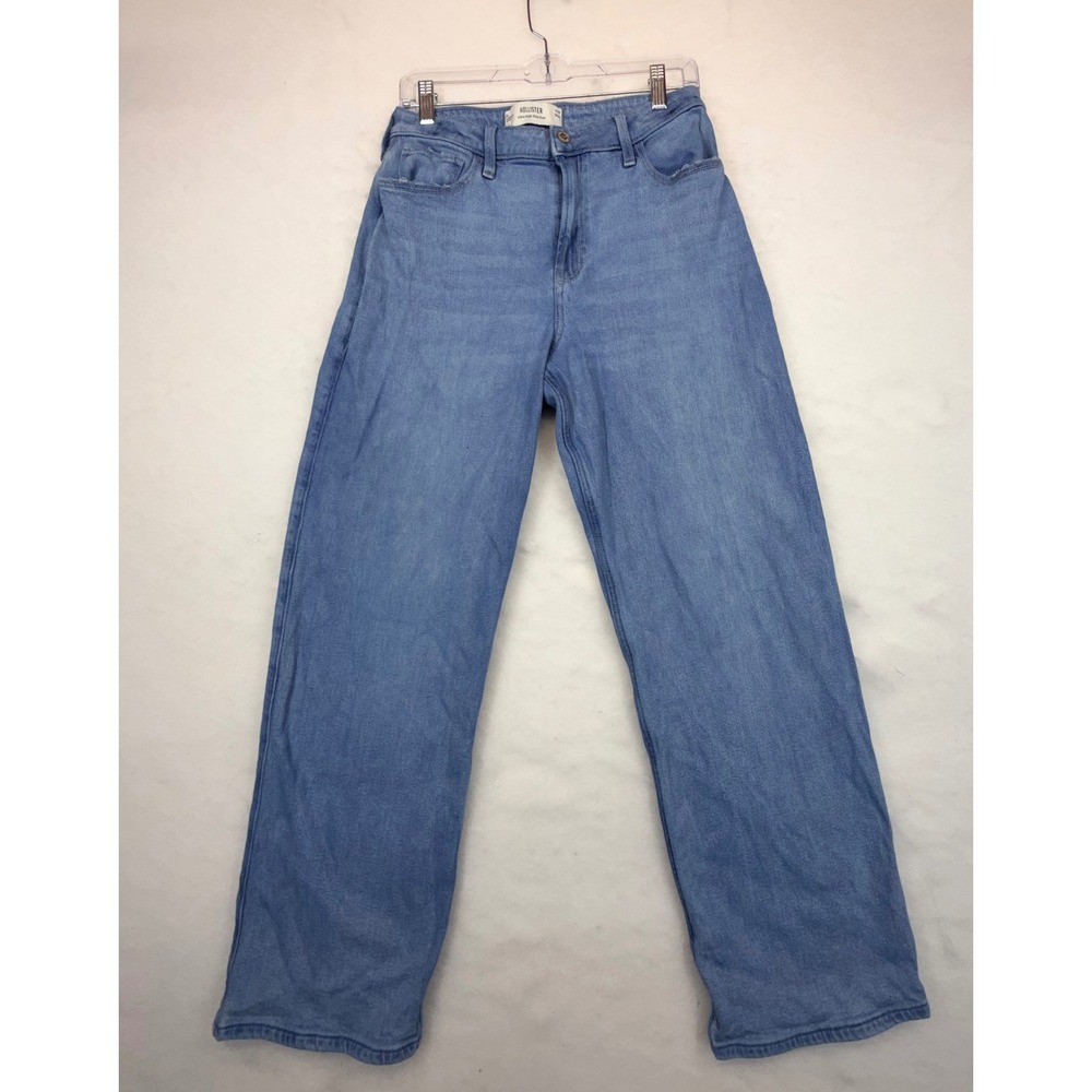 Hollister Ultra High-Rise Dad Jeans Light Wash Blue Straight Leg W29 Short 8s